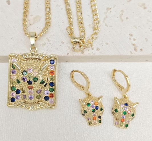 Set  Gold Plated 14k Multi zircon.