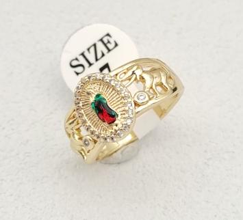 Tricolor Virgin Mary. 14K gold plated