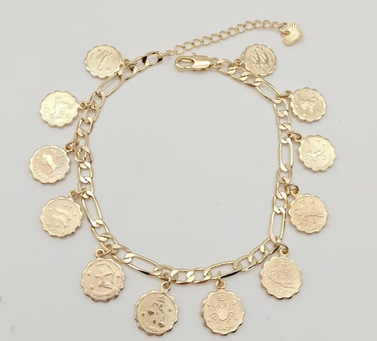 Bracelet  14K gold plated 19 +5CM. ZODIAC