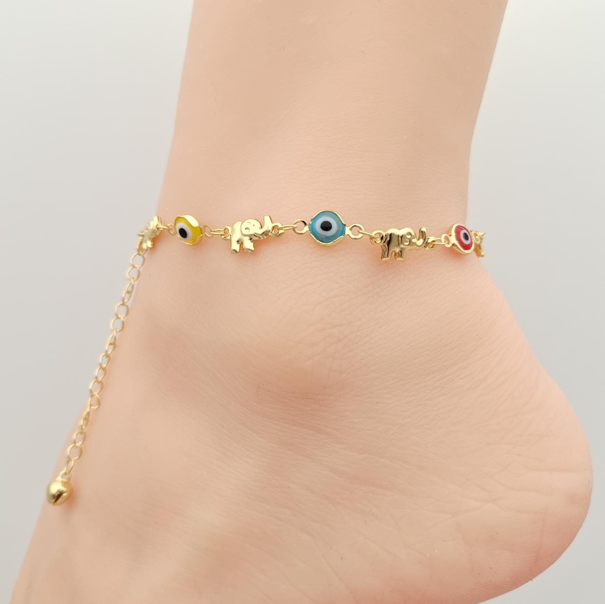 Anklet Gold Plated 14k . Medida 20+ 5 cm. Material: copper alloy