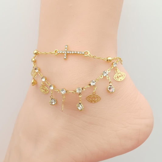 Anklet Gold Plated 18k . Medida 20+ 5 cm. Material: copper alloy