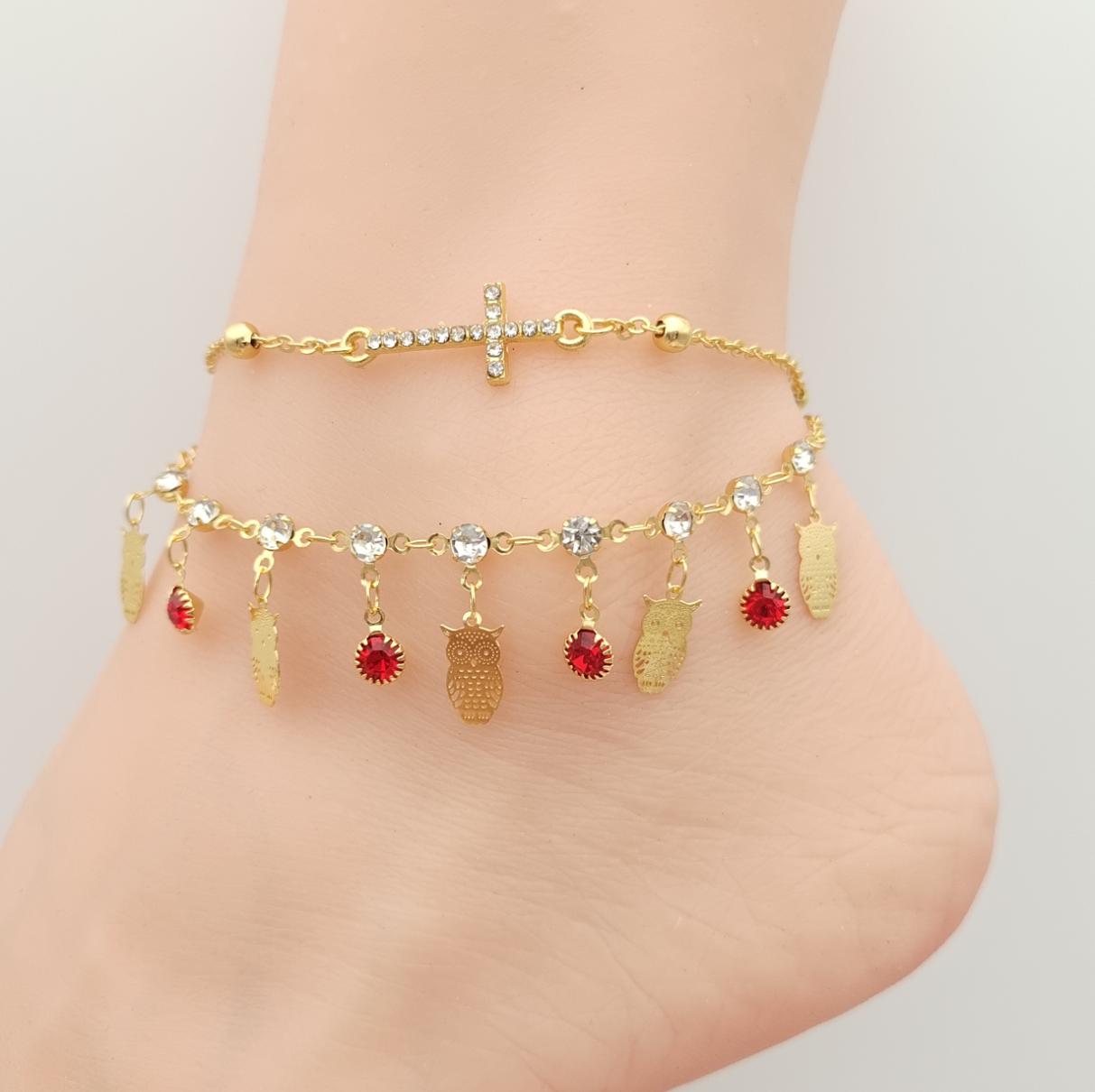 Anklet Gold Plated 18k . Medida 20+ 5 cm. Material: copper alloy