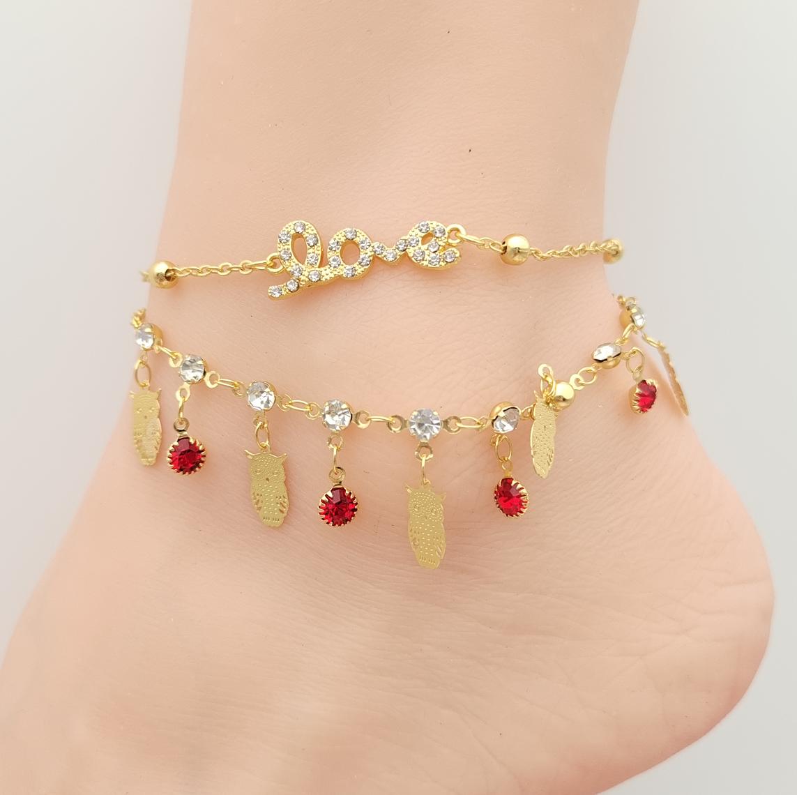 Anklet Gold Plated 18k . Medida 20+ 5 cm. Material: copper alloy