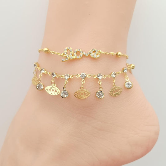 Anklet Gold Plated 18k . Medida 20+ 5 cm. Material: copper alloy