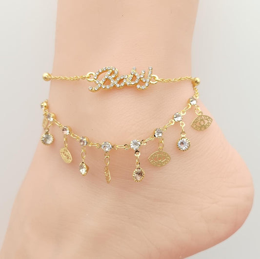 Anklet Gold Plated 18k . Medida 20+ 5 cm. Material: copper alloy