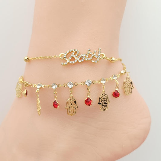 Anklet Gold Plated 18k . Medida 20+ 5 cm. Material: copper alloy