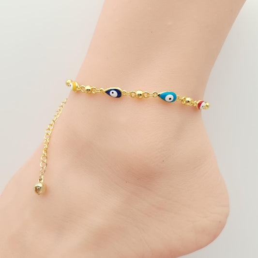 Anklet Gold Plated 14k . Medida 19+ 8 cm. Material: copper alloy