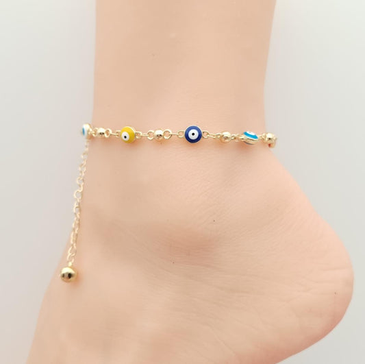 Anklet Gold Plated 14k . Medida 19+ 8 cm. Material: copper alloy