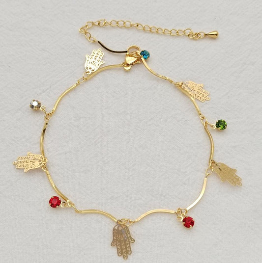 Anklet Gold Plated 14k . Medida 19+ 8 cm. Material: copper alloy