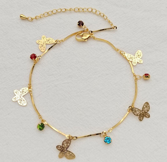 Anklet Gold Plated 14k . Medida 19+ 8 cm. Material: copper alloy