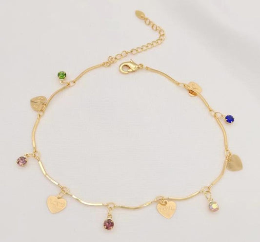 Anklet Gold Plated 14k . Medida 19+ 8 cm. Material: copper alloy