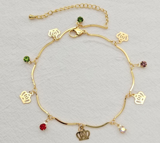 Anklet Gold Plated 14k . Medida 19+ 8 cm. Material: copper alloy