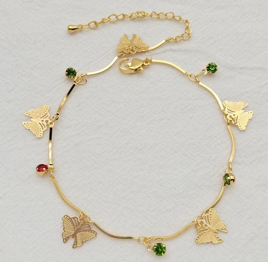 Anklet Gold Plated 14k . Medida 19+ 8 cm. Material: copper alloy