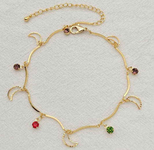 Anklet Gold Plated 14k . Medida 19+ 8 cm. Material: copper alloy