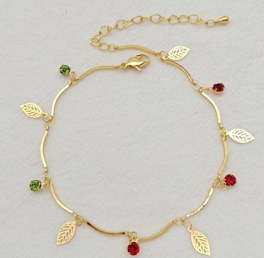 Anklet Gold Plated 14k . Medida 19+ 8 cm. Material: copper alloy