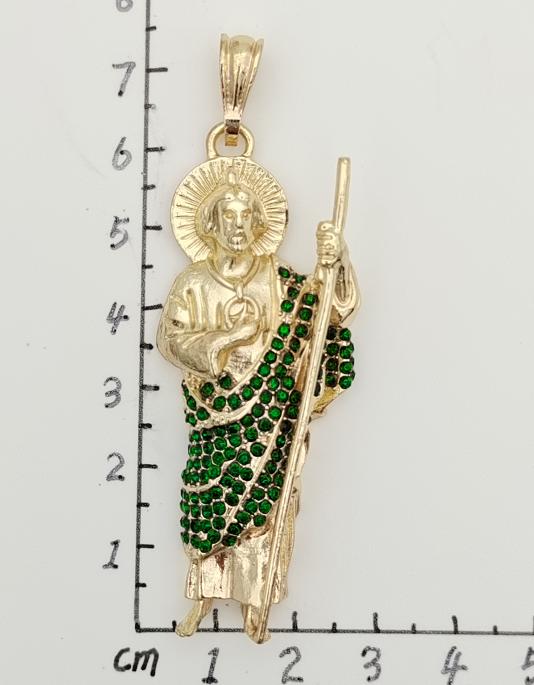 Religious Pendant. Alloy. Gold Plated 14k GOLD GREEN