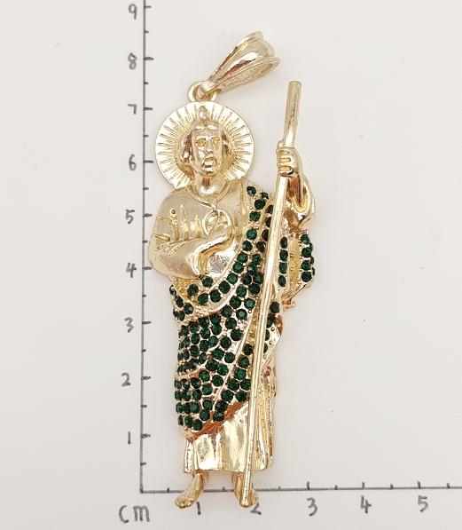 Religious Pendant. Alloy. Gold Plated 14k GOLD GREEN