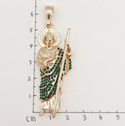 Religious Pendant. Alloy. Gold Plated 14k GOLD GREEN